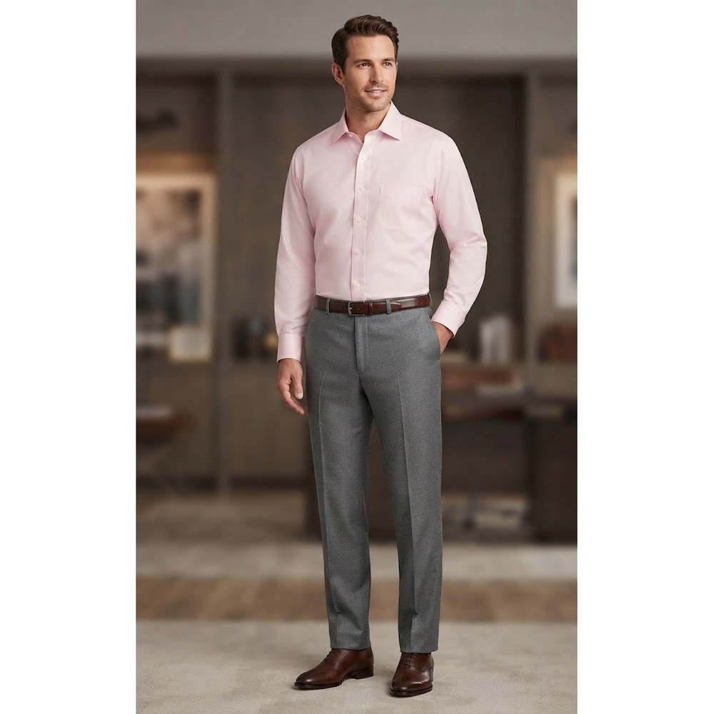 Brooks Brothers Mens 17-33 Traditional Fit Non-Iron Pink Cotton Dress Shirt